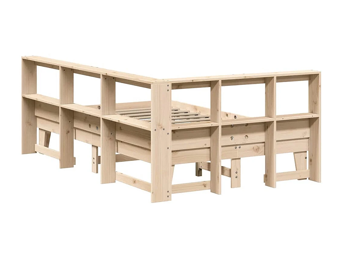 Lit bibliothèque sans matelas 135x190 cm bois de pin massif