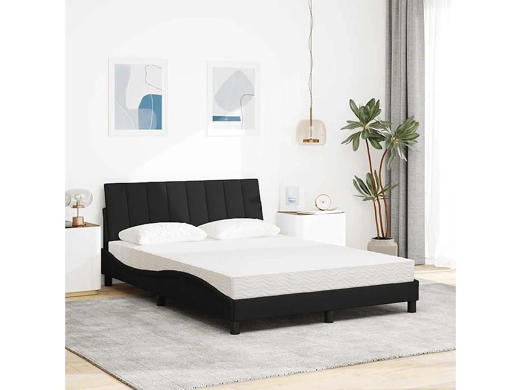 Bed met matras "Hanko" stof zwart 120x200 cm