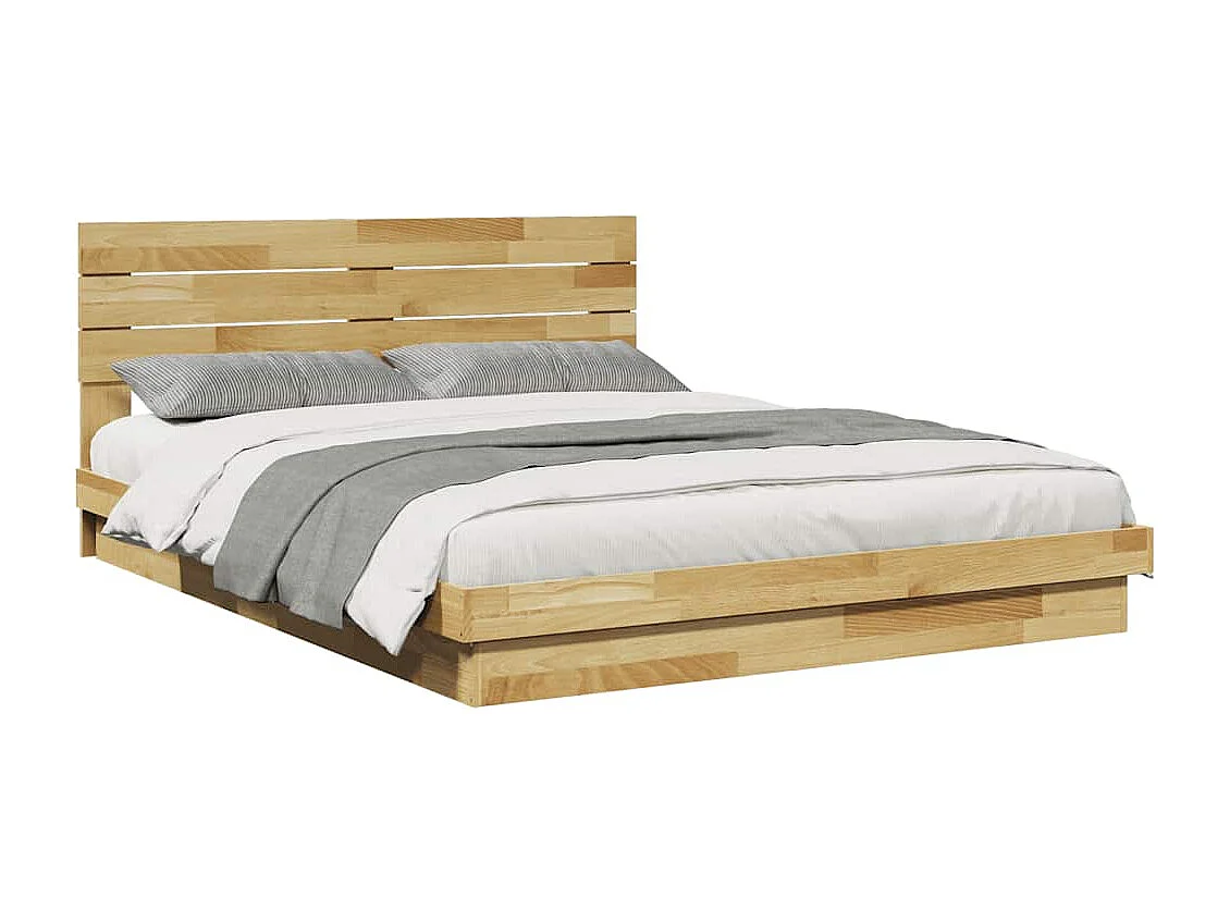 Bedframe hoofdeinde zonder matras 150x200 cm massief hout eiken
