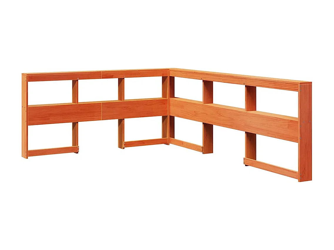 Bed met boekenkast zonder matras grenenhout wasbruin 150x200 cm