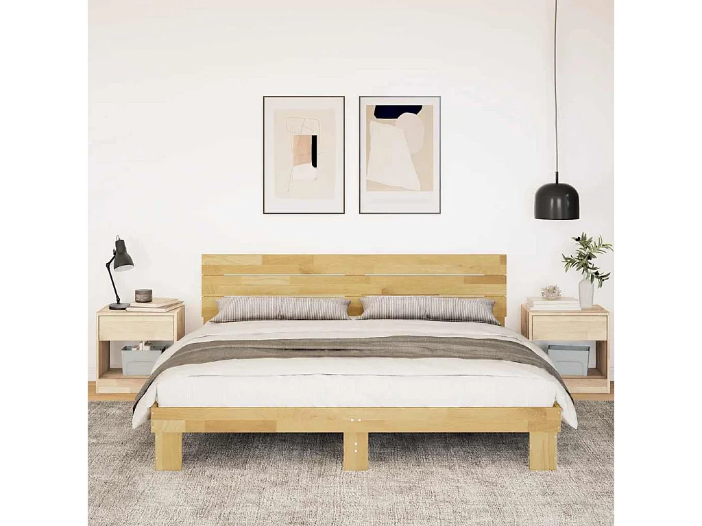 Cadre de lit avec tête de lit sans matelas 180 x 200 cm