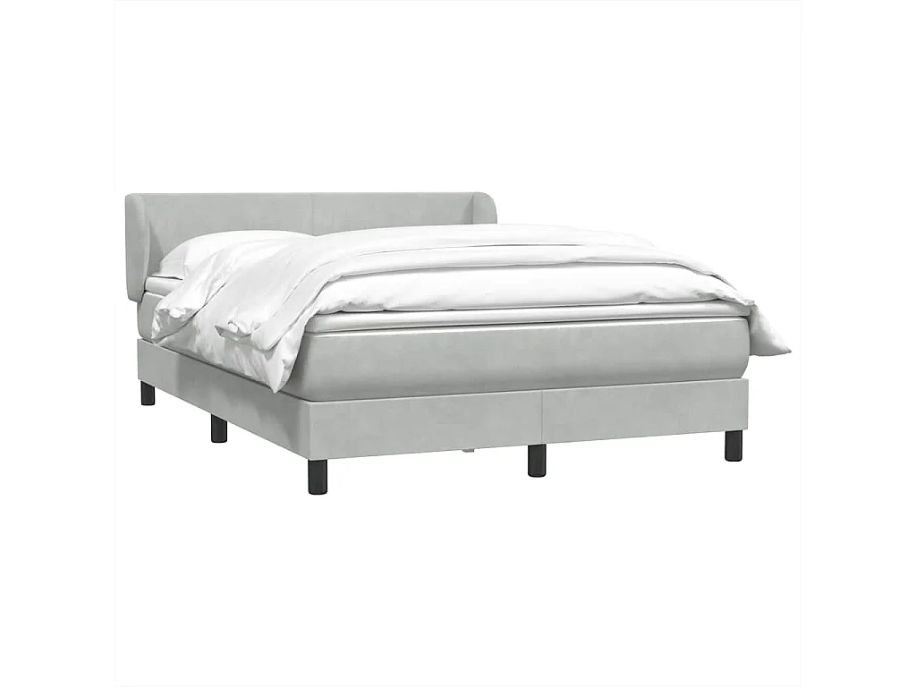 Cama box spring con colchón terciopelo gris claro 140x210 cm