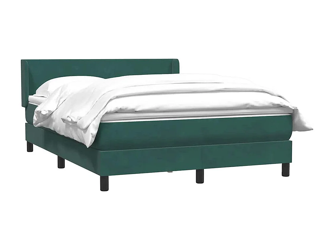 Cama box spring con colchón terciopelo verde oscuro 160x210 cm