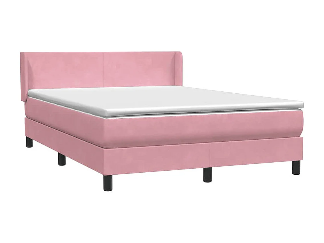 Boxspring met matras fluweel roze 140x210 cm