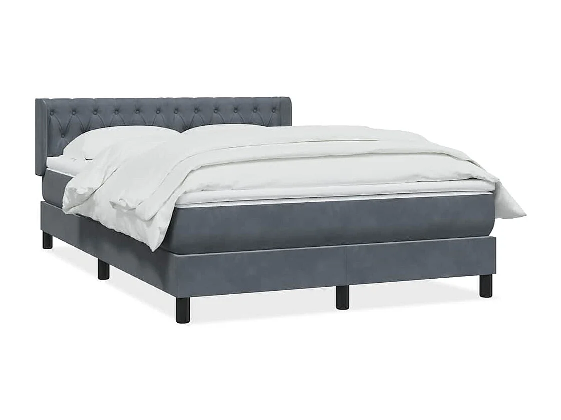 Sommier à lattes de lit et matelas gris foncé 160x210cm velours