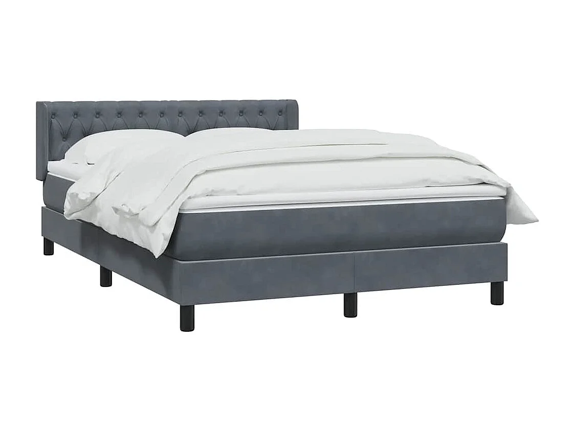 Sommier à lattes de lit et matelas gris foncé 160x210cm velours
