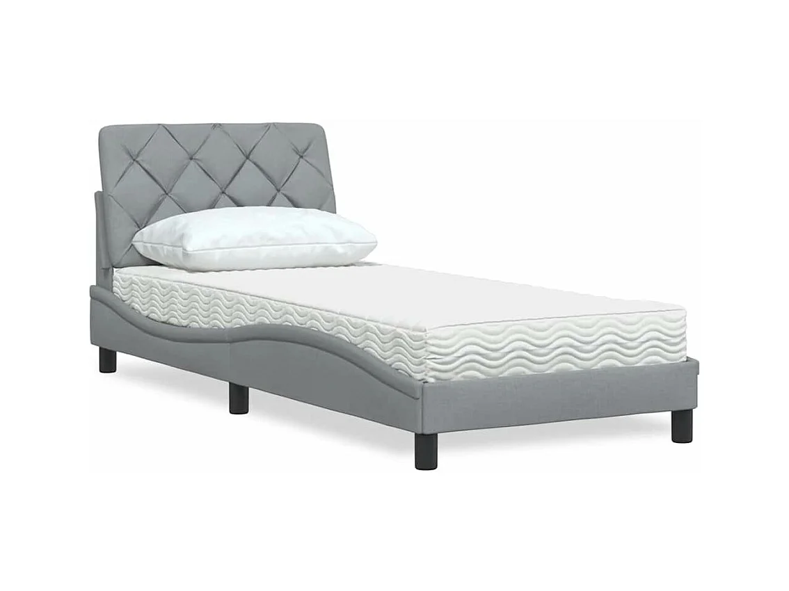 Lit avec matelas gris clair 80x200 cm tissu