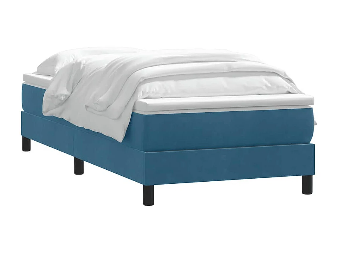 Cama box spring con colchón terciopelo azul oscuro 90x210 cm