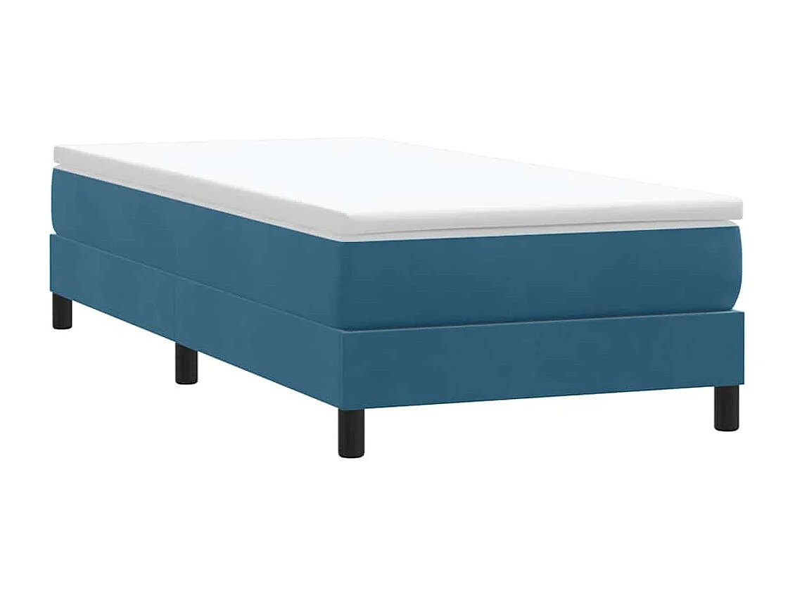Cama box spring con colchón terciopelo azul oscuro 90x210 cm