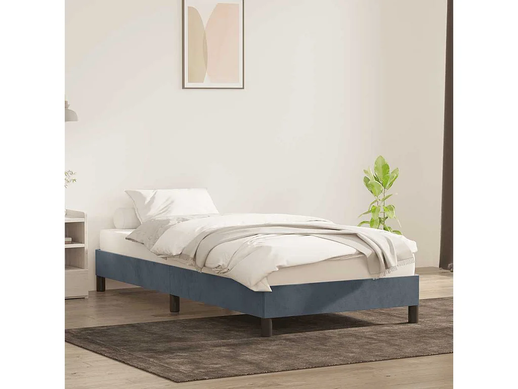 Cadre de lit sans matelas gris foncé 90x210 cm velours