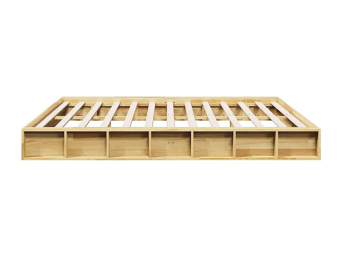 Cadre de lit sans matelas 200 x 200 cm en bois massif de chêne