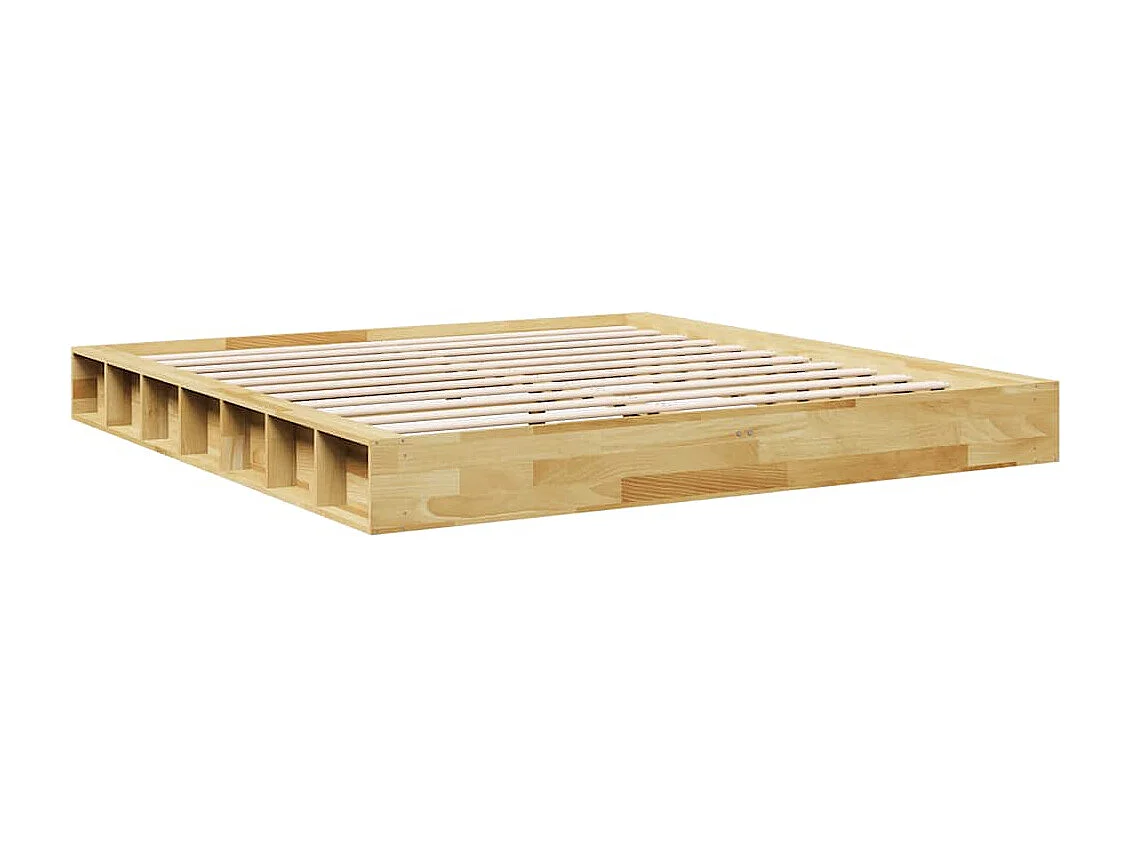 Cadre de lit sans matelas 200 x 200 cm en bois massif de chêne