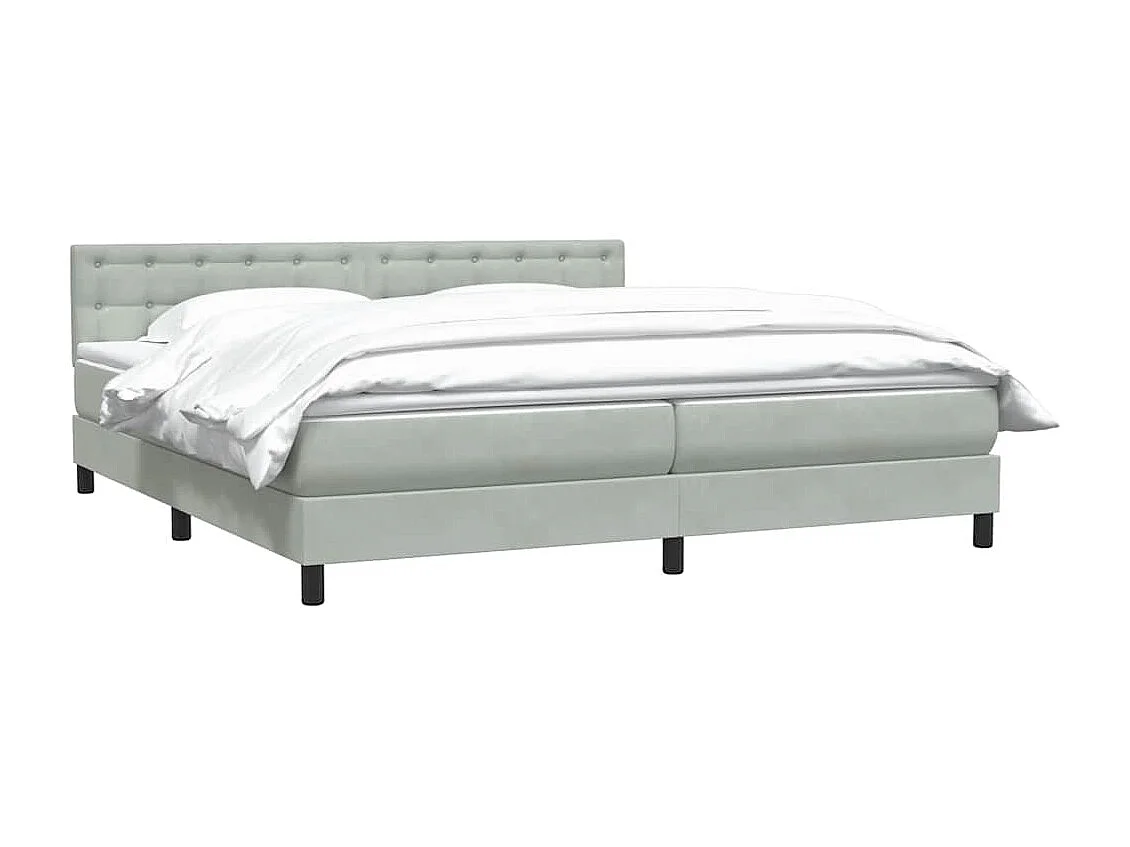 Cama box spring con colchón terciopelo gris claro 180x220 cm