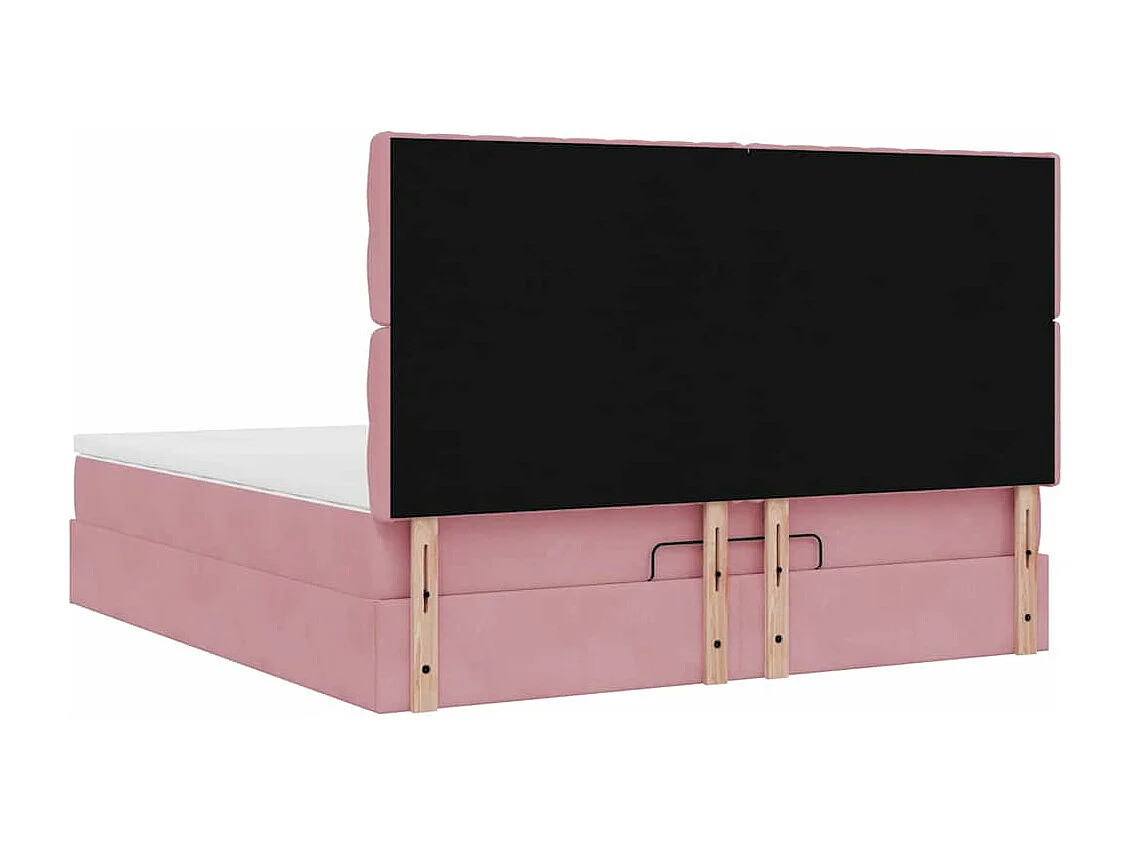 Estructura de cama otomana colchones terciopelo rosa 160x200cm
