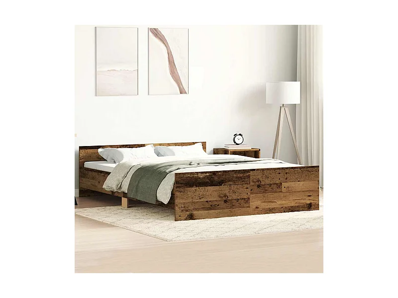 Cadre de lit sans matelas vieux bois 140x200 cm bois ingénierie