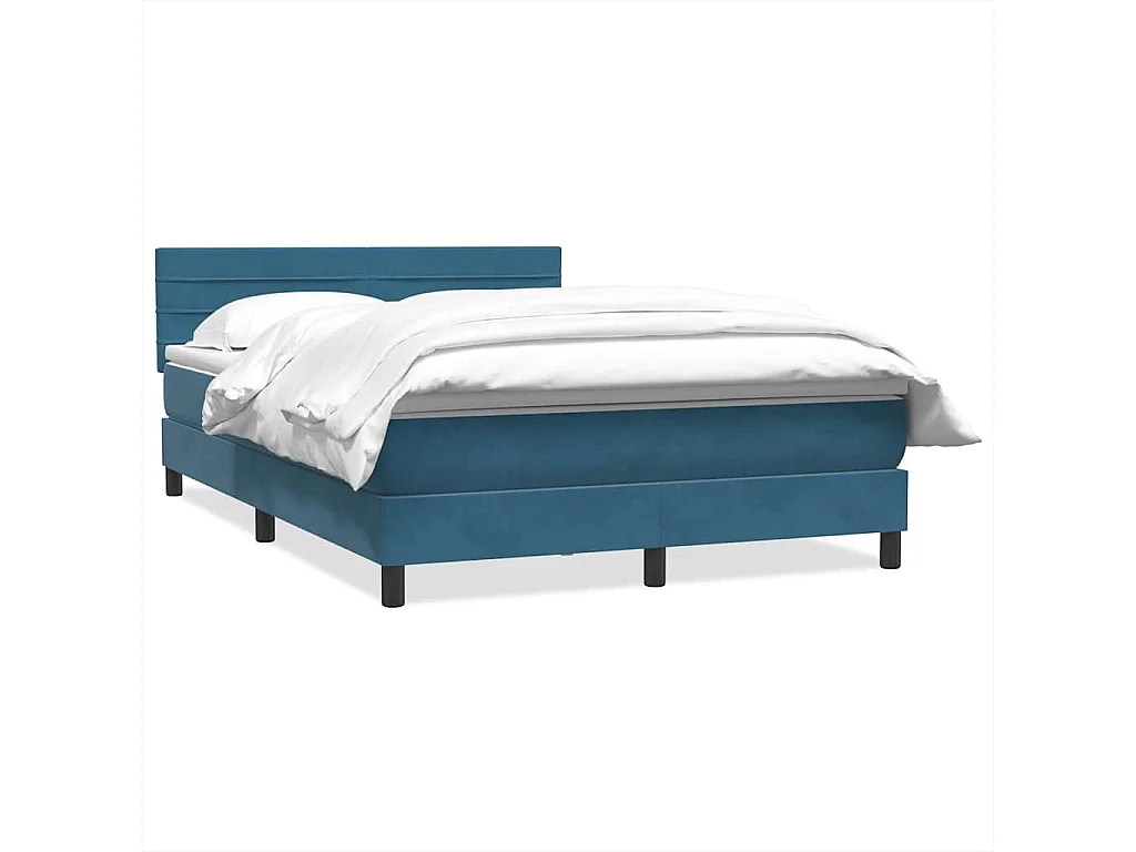 Cama box spring com colchão 160x210 cm veludo azul escuro