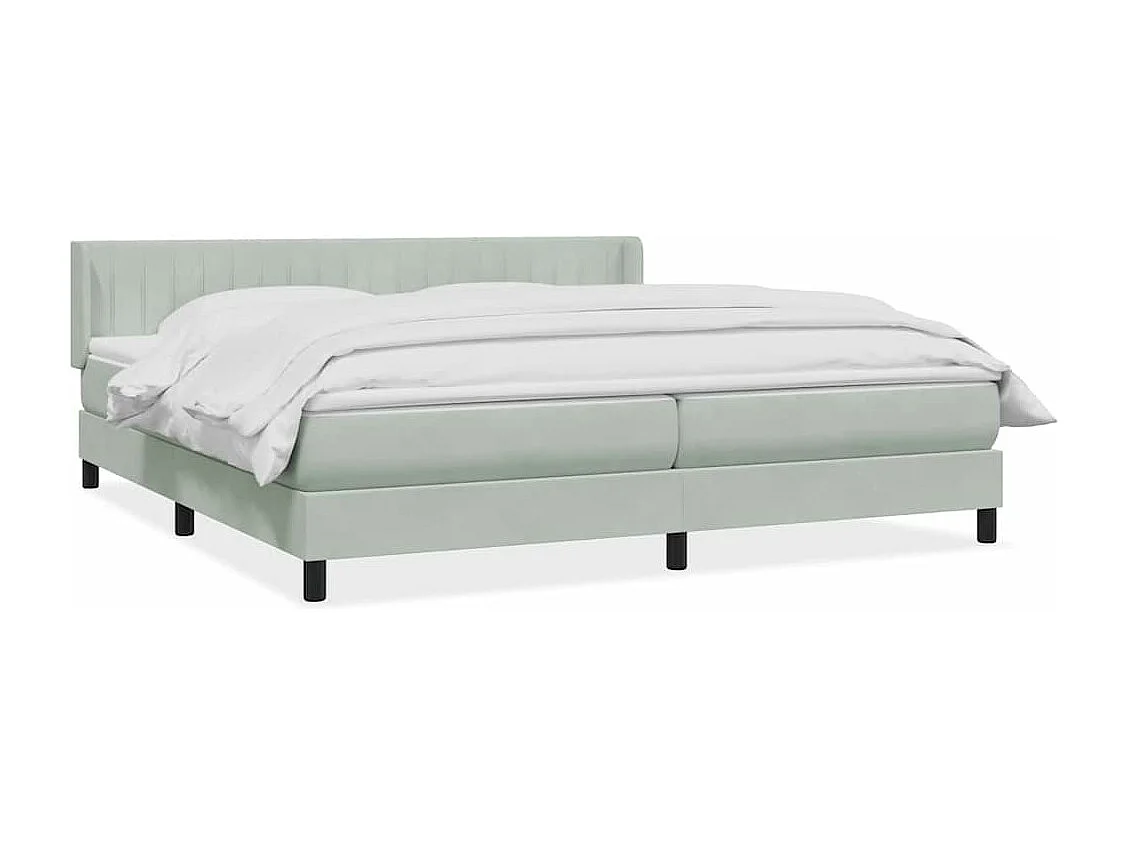 Cama box spring con colchón terciopelo gris claro 180x220 cm