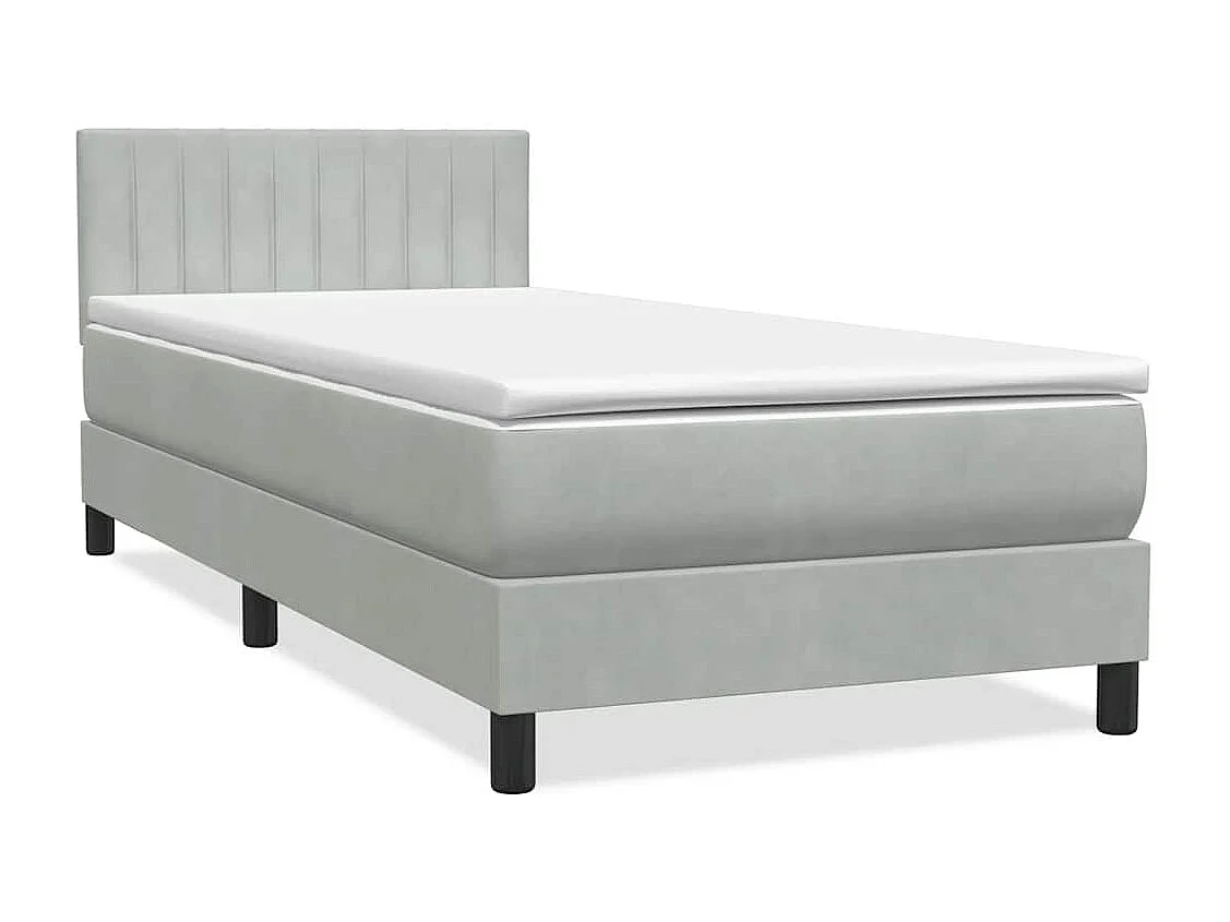 Sommier à lattes de lit et matelas gris clair 80x210 cm velours