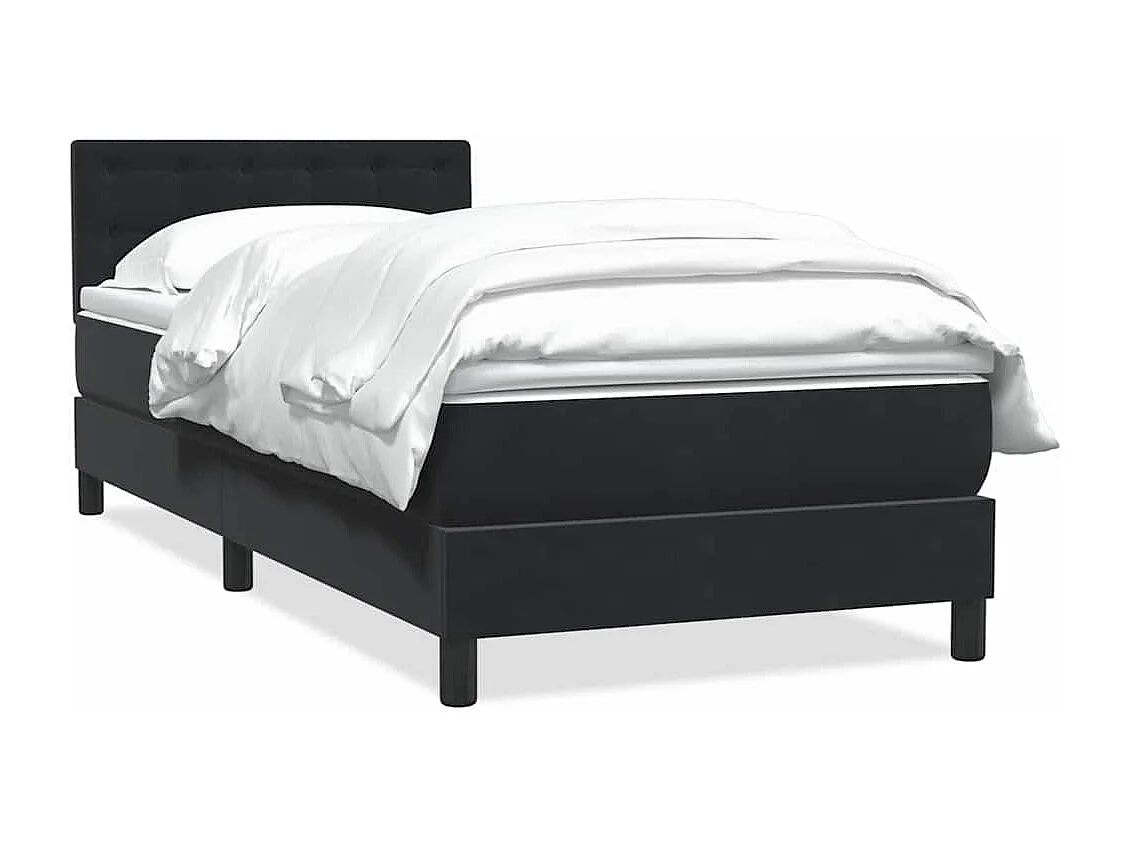 Cama box spring con colchón cuero sintético negro 80x210 cm