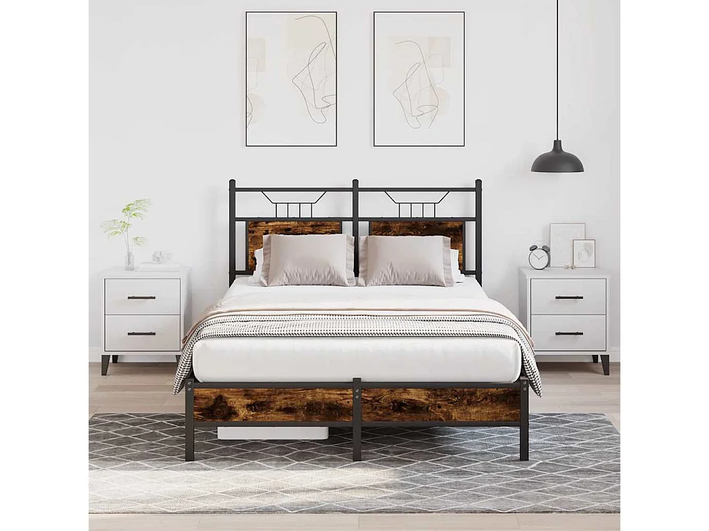 Cadre de lit sans matelas chêne fumé 120x200 cm bois ingénierie