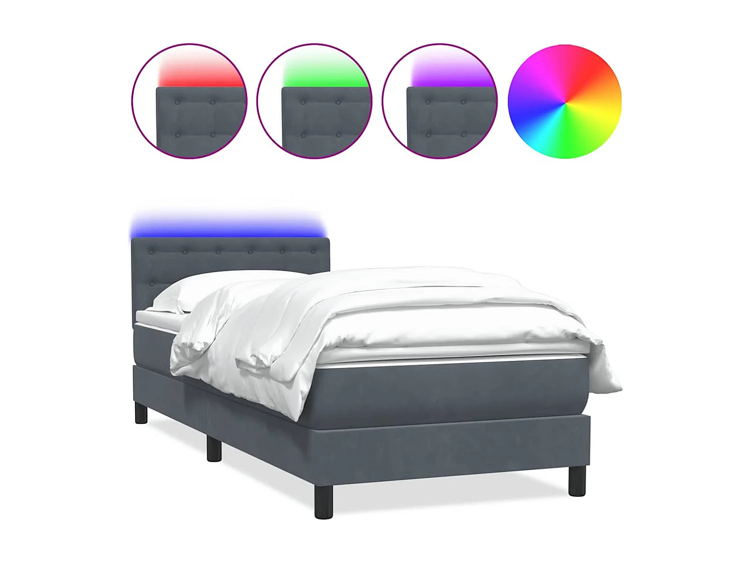 Boxspring met matras fluweel donkergrijs 90x210 cm