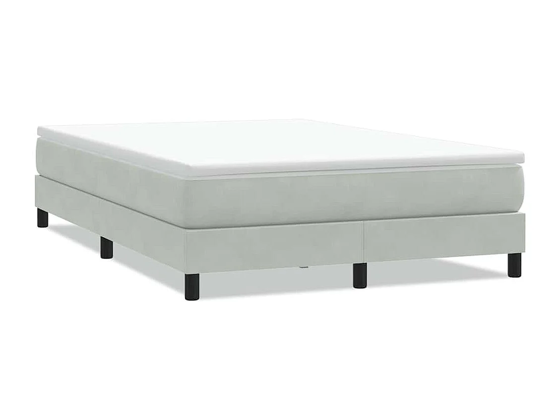 Cama box spring sin colchón terciopelo gris claro 140x210 cm