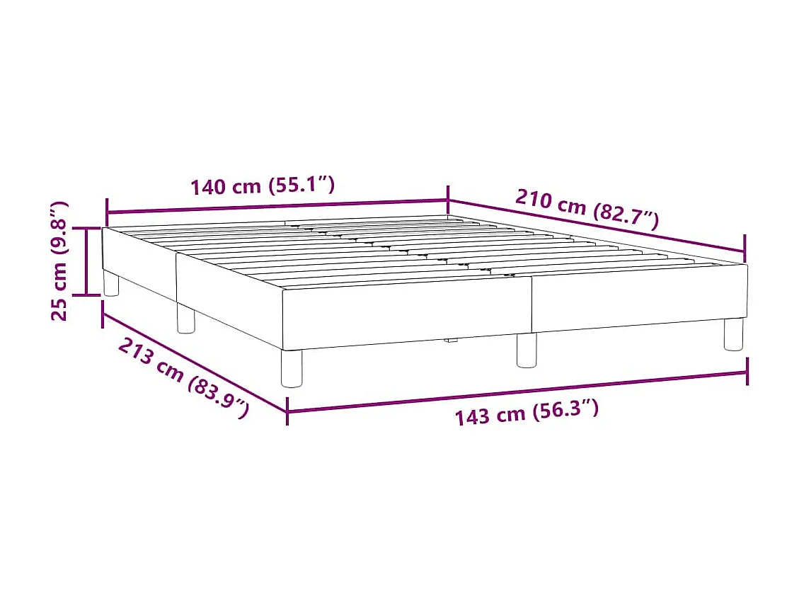 Cama box spring sin colchón terciopelo gris claro 140x210 cm