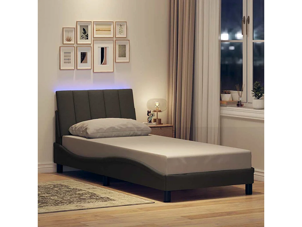 Bedframe zonder matras "Hanko" 90x190 cm stof donkergrijs