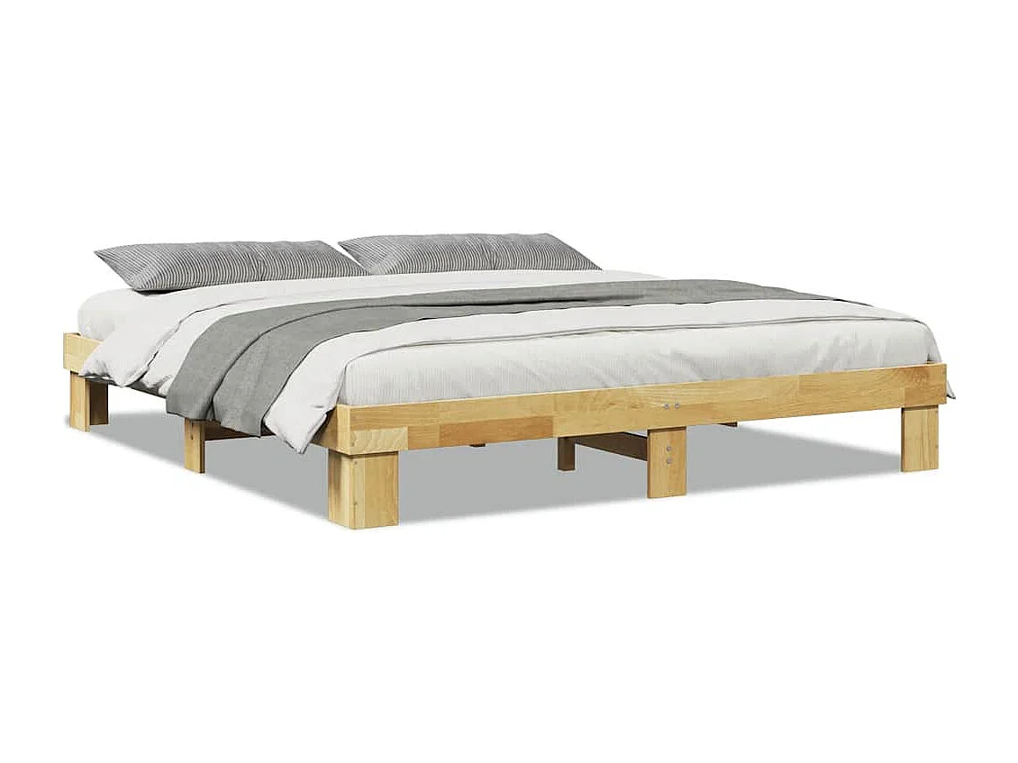 Estructura de cama sin colchón 180x200 cm madera maciza roble