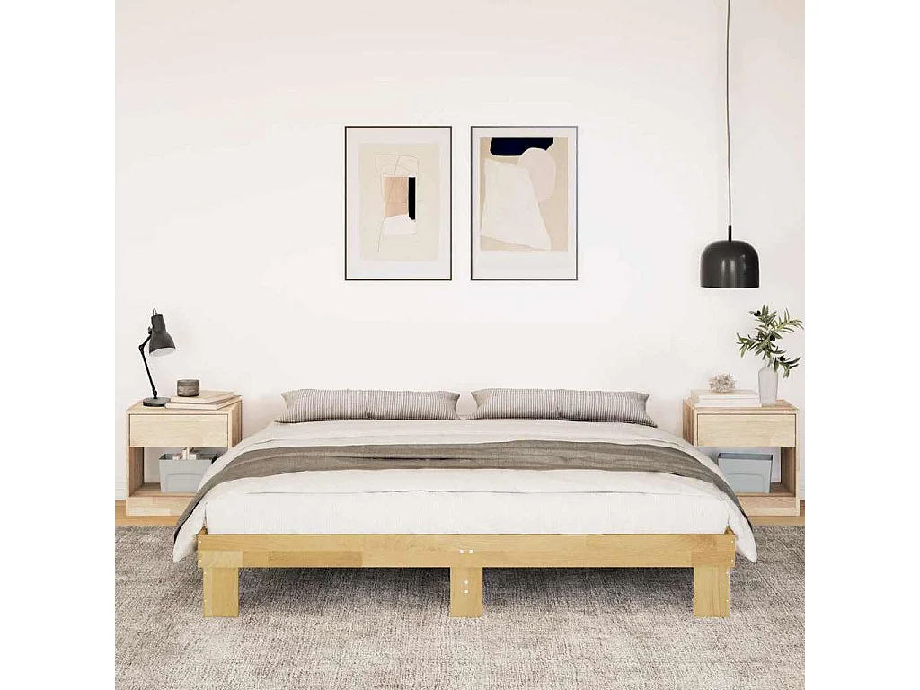 Estructura de cama sin colchón 180x200 cm madera maciza roble