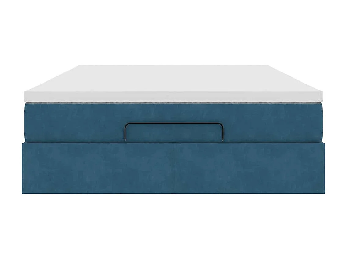 Cadre de lit ottoman avec matelas bleu foncé 140x190 cm velours