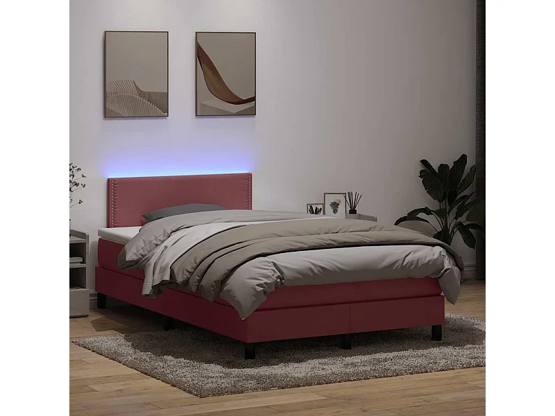 Sommier à lattes de lit avec matelas rose 120x210 cm velours
