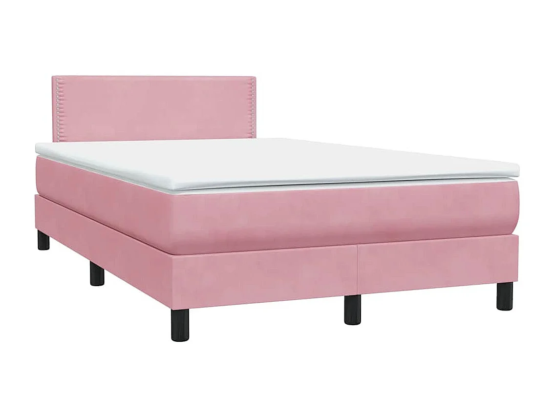 Sommier à lattes de lit avec matelas rose 120x210 cm velours