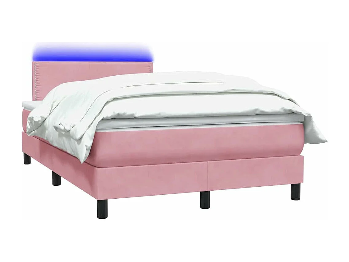 Sommier à lattes de lit avec matelas rose 120x210 cm velours