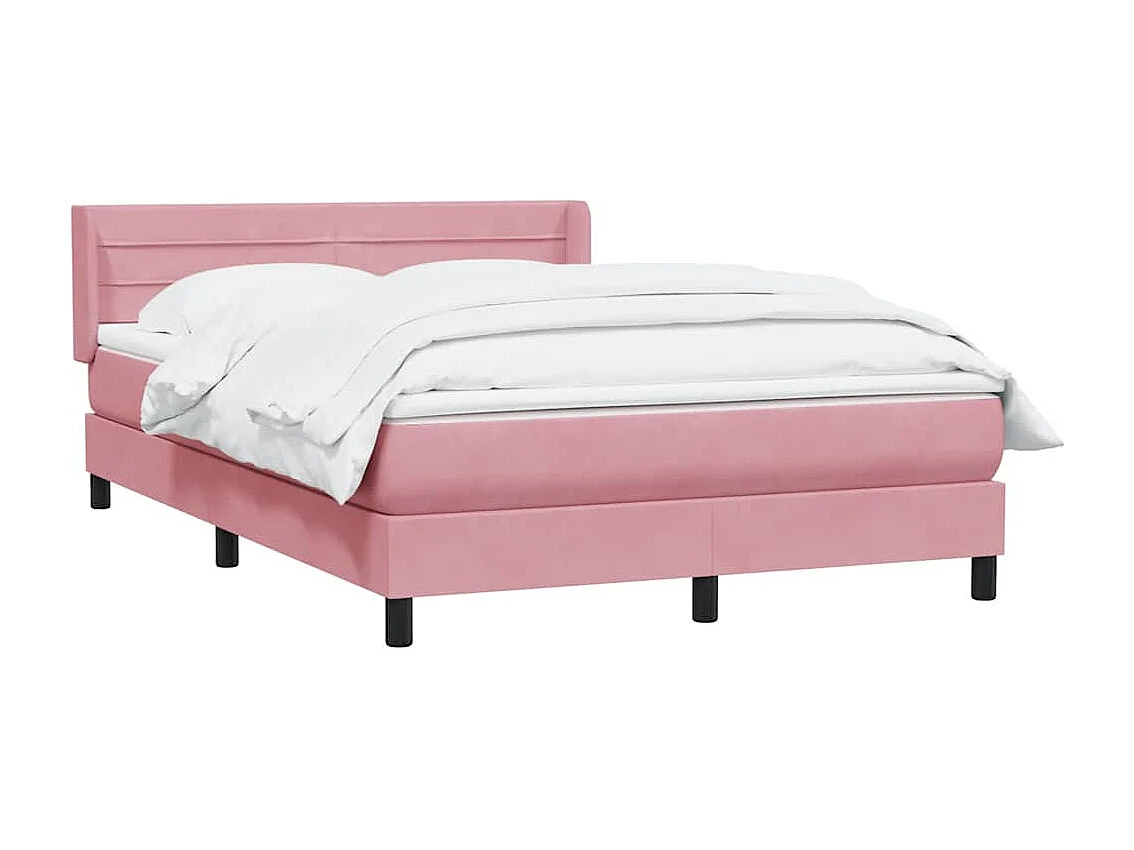 Cama box spring com colchão 160x210 cm veludo rosa