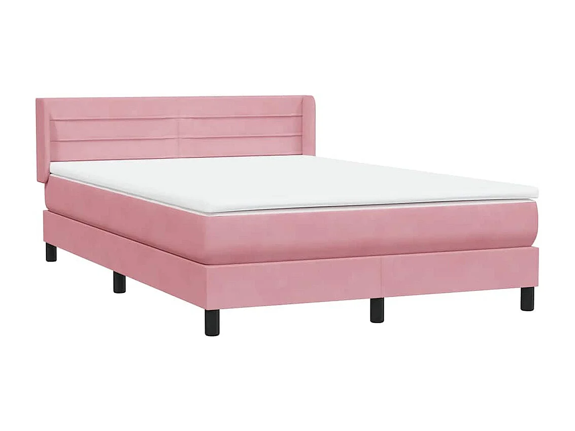 Cama box spring com colchão 160x210 cm veludo rosa