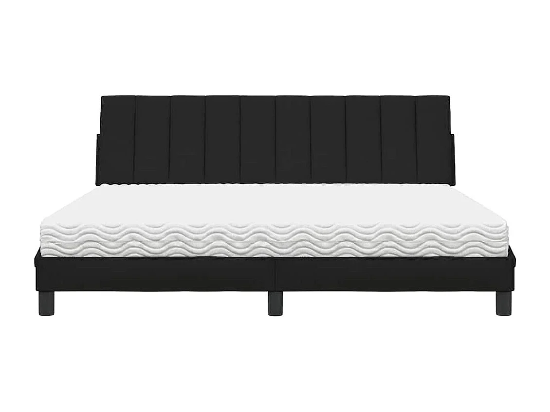 Lit avec matelas noir 180x200 cm tissu