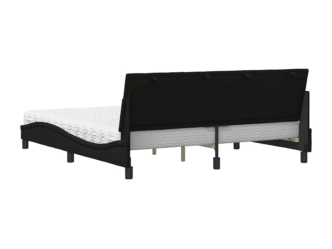 Lit avec matelas noir 180x200 cm tissu