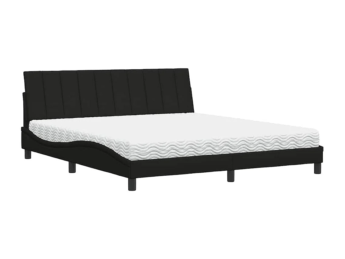Lit avec matelas noir 180x200 cm tissu
