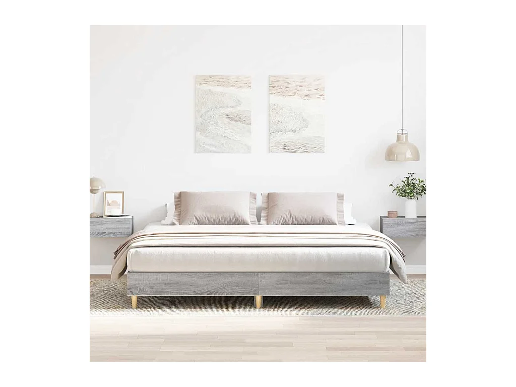 Bedframe zonder matras 200x200 cm spaanplaat grijs sonoma
