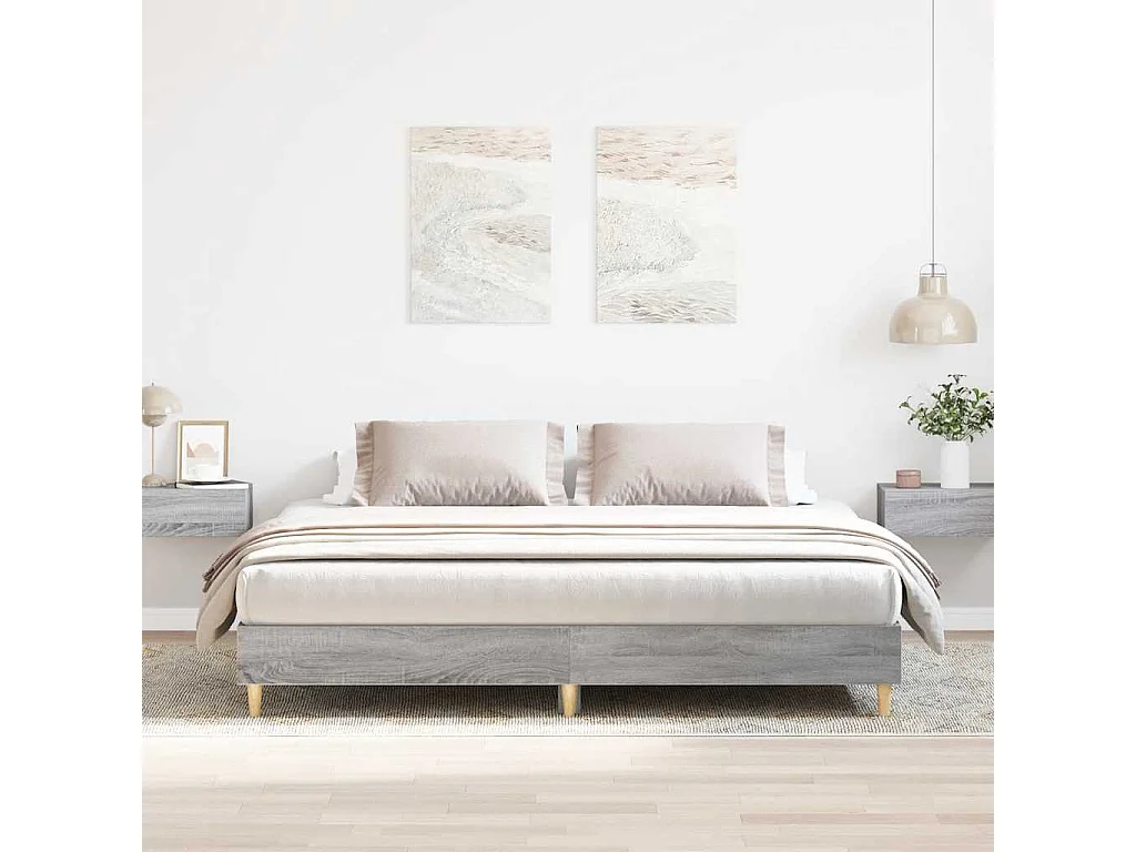 Cadre de lit sans matelas sonoma gris 200x200 cm