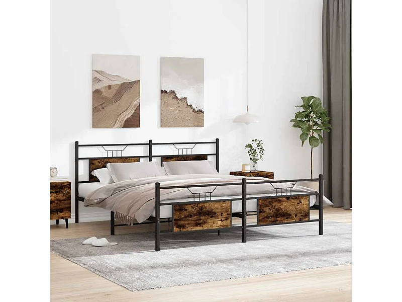 Bedframe zonder matras metaal gerookt eikenkleurig 160x200 cm