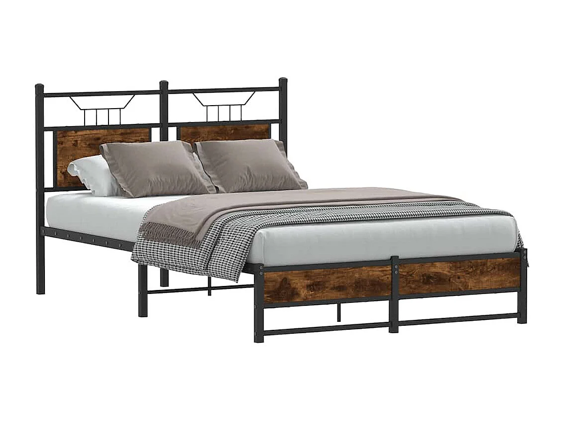 Cadre de lit sans matelas chêne fumé 120x190 cm bois ingénierie