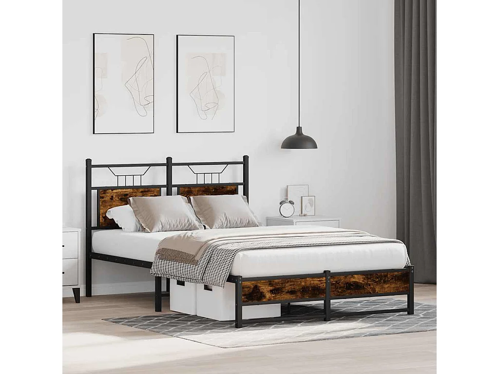 Cadre de lit sans matelas chêne fumé 120x190 cm bois ingénierie