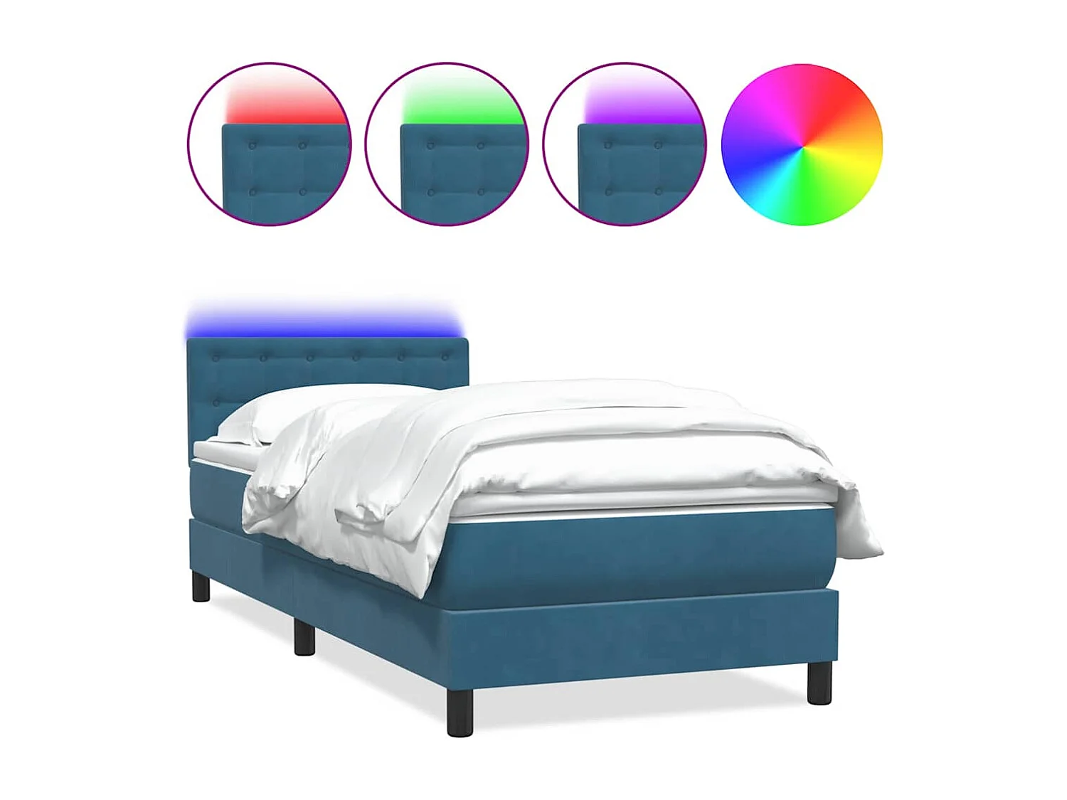 Cama com molas/colchão azul-escuro 90x210 cm veludo