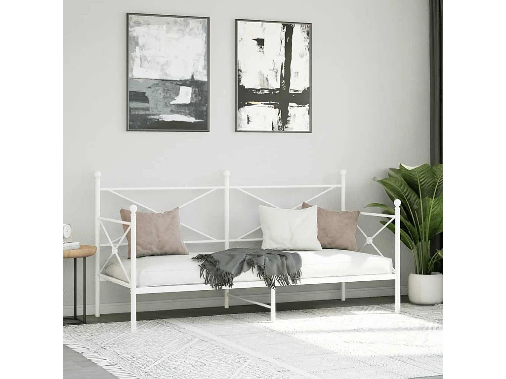 Slaapbank zonder matras 75x190 cm staal wit