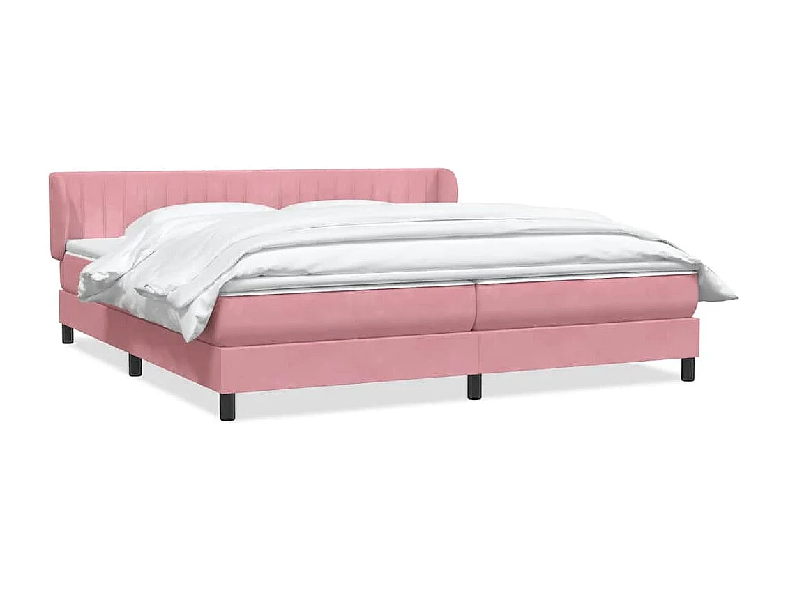 Cama box spring con colchones terciopelo rosa 180x210 cm