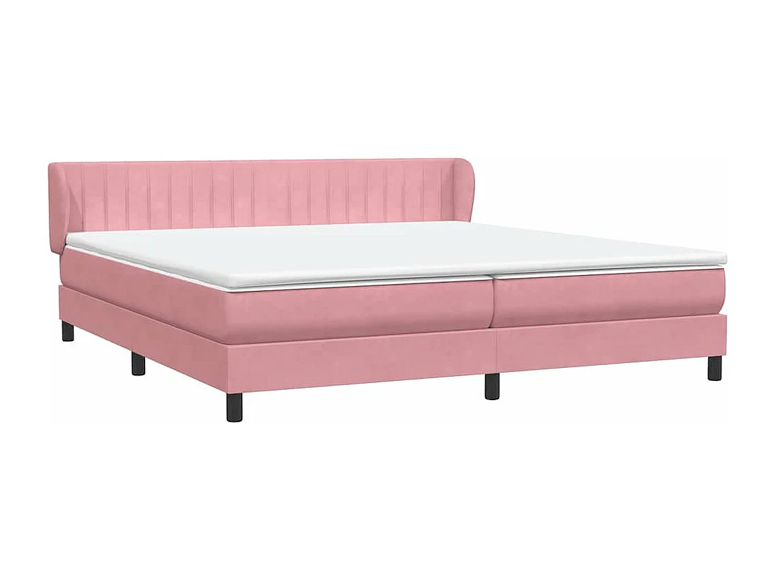 Cama box spring con colchones terciopelo rosa 180x210 cm
