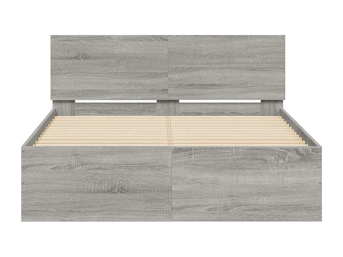 Cadre de lit avec tête de lit et LED sonoma gris 120x190 cm
