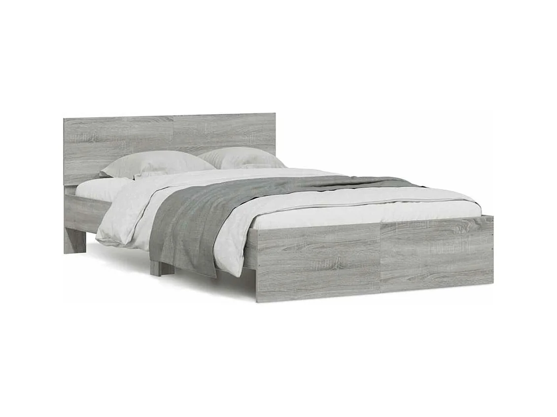 Cadre de lit avec tête de lit et LED sonoma gris 120x190 cm